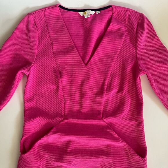 Boden Bronte Jersey Dress Cotton Blend Pink Ribbed V Neck 6 Tall - Picture 3 of 11